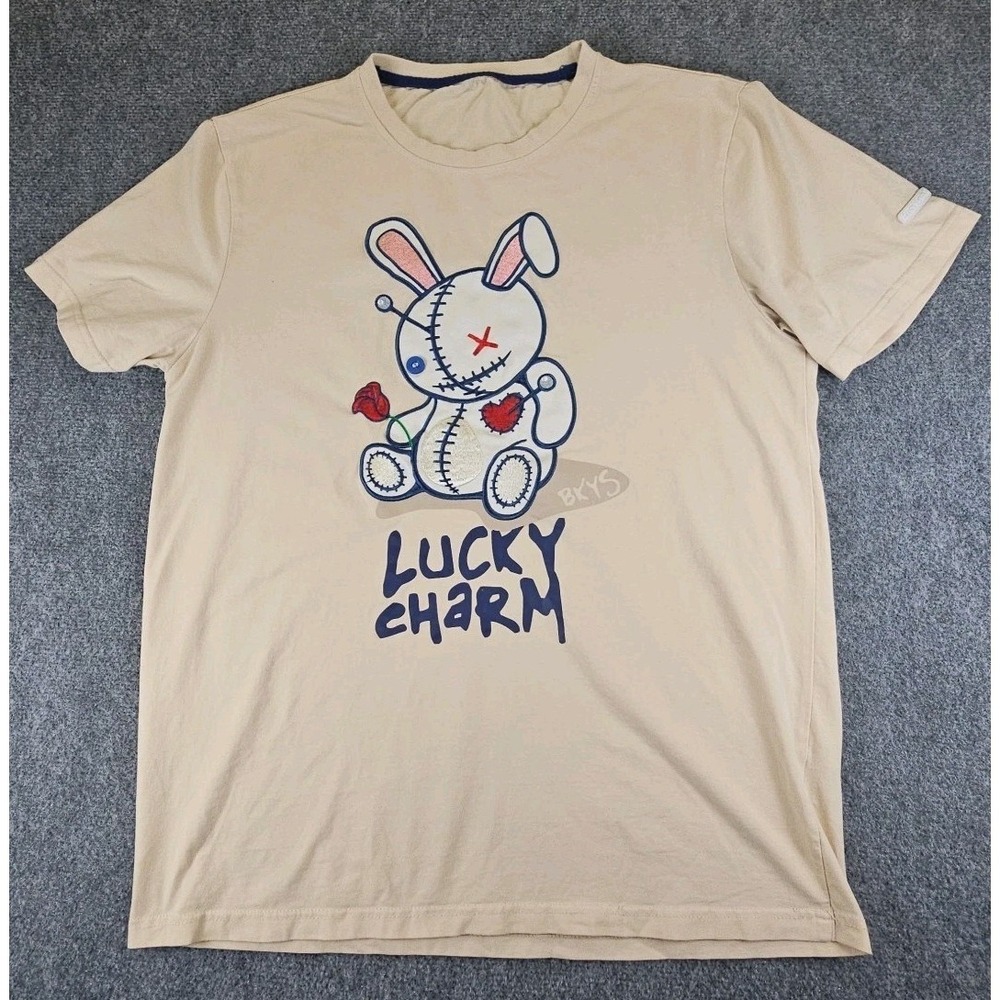 BKYS "Lucky Charm" Emrodidered Mens Size M/L Shirt Tan No Stains‎ Or Wear 1410